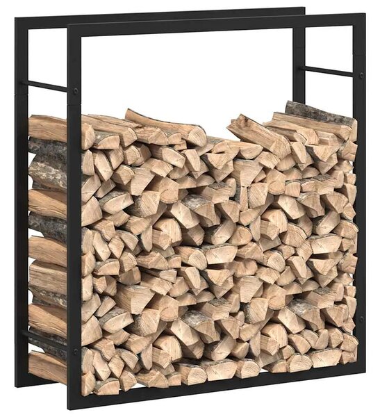 Stalak za drva za ogrjev mat crni 80x28x86 cm čelični - Crna 80 x 28 x 86 cm Crna 80 x 28 x 86 cm