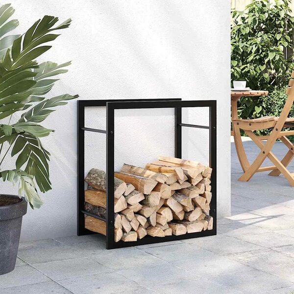 Stalak za drva za ogrjev mat crni 50x28x56 cm čelični - Crna 50 x 28 x 56 cm Crna 50 x 28 x 56 cm