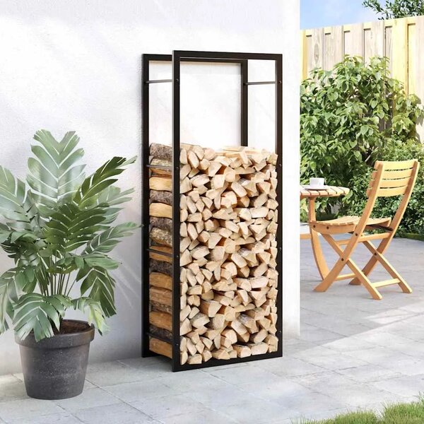 Stalak za drva za ogrjev mat crni 50x28x132 cm čelični - Crna 50 x 28 x 132 cm Crna 50 x 28 x 132 cm