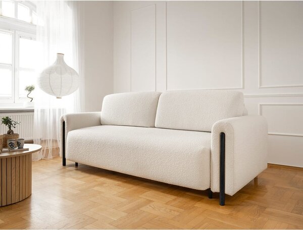 Sklopiva/s prostorom za odlaganje sofa od bouclé tkanine boje slonovače 244 cm Arcadova – ELTAP