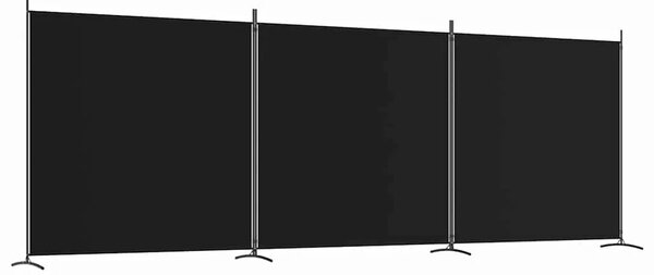 Paravan - Sobna pregrada s 3 panela crna 525x180 cm od tkanine - Crna 525 x 180 cm 1 1