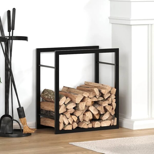 Stalak za drva za ogrjev mat crni 50x28x56 cm čelični - Crna 50 x 28 x 56 cm Crna 50 x 28 x 56 cm