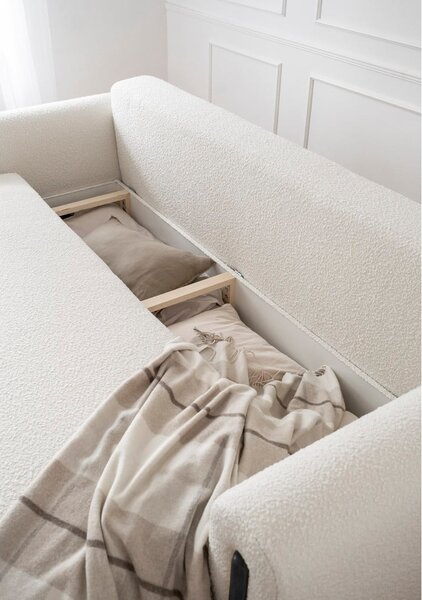 Sklopiva/s prostorom za odlaganje sofa od bouclé tkanine boje slonovače 244 cm Arcadova – ELTAP