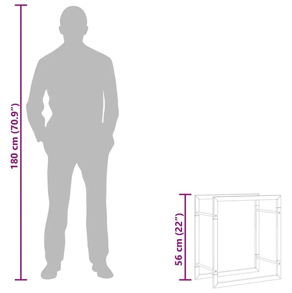 Stalak za drva za ogrjev mat crni 50x28x56 cm čelični - Crna 50 x 28 x 56 cm Crna 50 x 28 x 56 cm