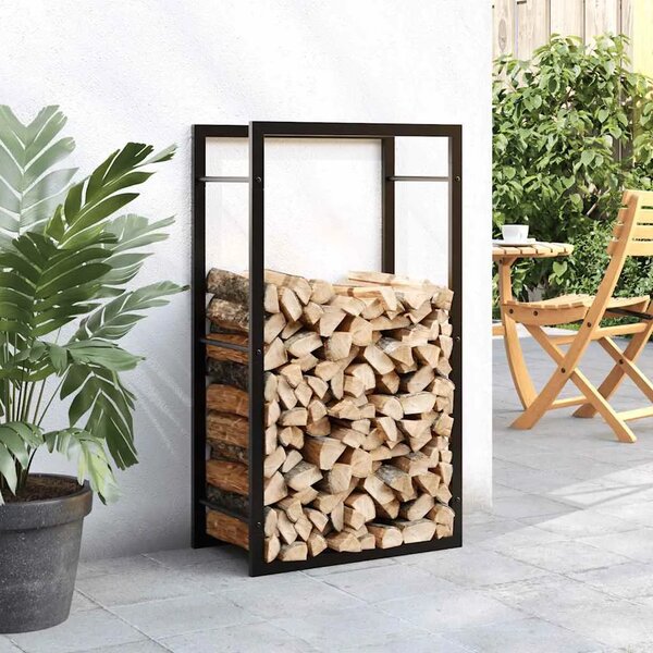Stalak za drva za ogrjev mat crni 50x28x94 cm čelični - Crna 50 x 28 x 94 cm Crna 50 x 28 x 94 cm