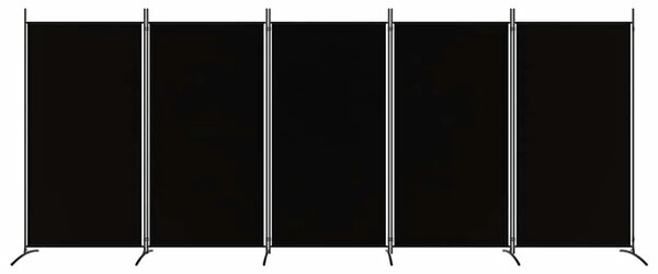 Paravan - Sobna pregrada s 5 panela crna 433x180 cm od tkanine - Crna 433 x 180 cm 1 1