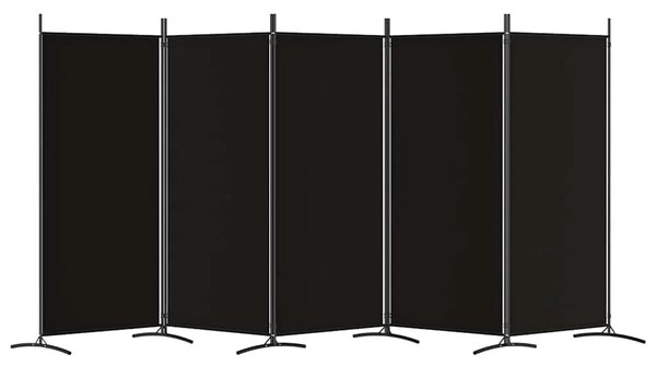Paravan - Sobna pregrada s 5 panela crna 433x180 cm od tkanine - Crna 433 x 180 cm 1 1