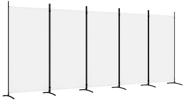 Paravan - Sobna pregrada s 5 panela bijela 433x180 cm od tkanine - Bijela 433 x 180 cm 1 1