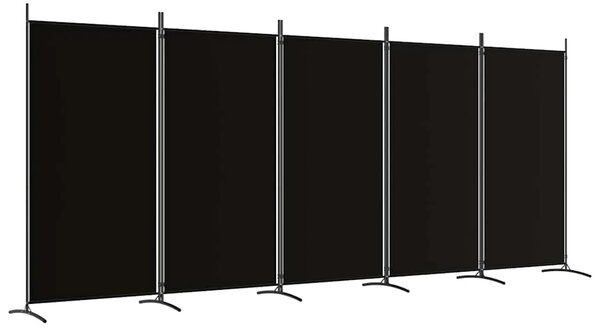 Paravan - Sobna pregrada s 5 panela crna 433x180 cm od tkanine - Crna 433 x 180 cm 1 1