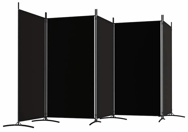 Paravan - Sobna pregrada s 5 panela crna 433x180 cm od tkanine - Crna 433 x 180 cm 1 1