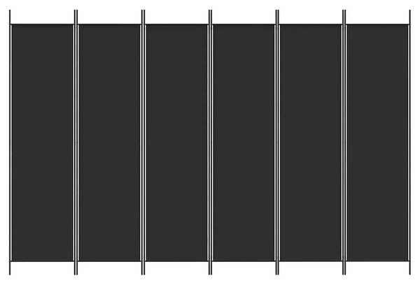 Paravan - Sobna pregrada s 6 panela crna 300x200 cm od tkanine - Crna 300 x 200 cm 1 1