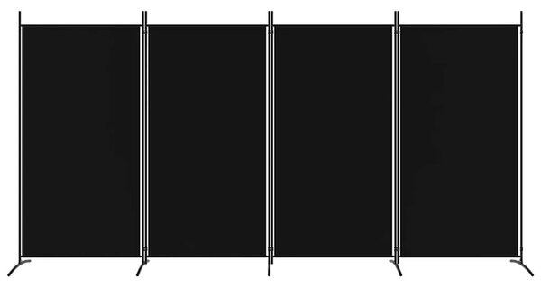 Paravan - Sobna pregrada s 4 panela crna 346x180 cm od tkanine - Crna 346 x 180 cm 1 1