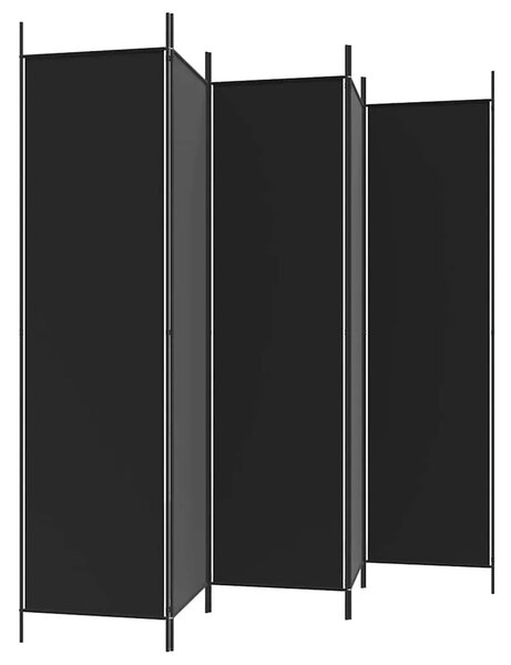 Paravan - Sobna pregrada s 5 panela crna 250x200 cm od tkanine - Crna 250 x 200 cm 1 1