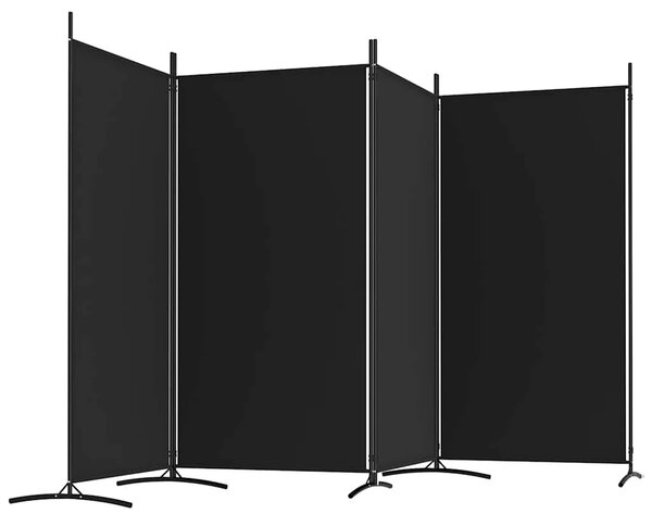 Paravan - Sobna pregrada s 4 panela crna 346x180 cm od tkanine - Crna 346 x 180 cm 1 1