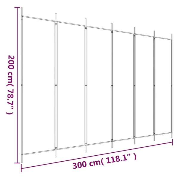 Paravan - Sobna pregrada s 6 panela bijela 300x200 cm od tkanine - Bijela 300 x 200 cm 1 1