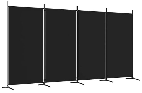 Paravan - Sobna pregrada s 4 panela crna 346x180 cm od tkanine - Crna 346 x 180 cm 1 1