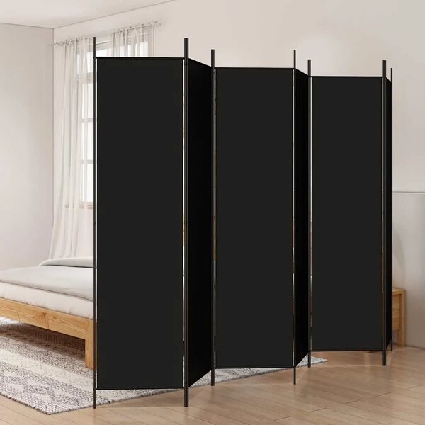Paravan - Sobna pregrada s 6 panela crna 300x200 cm od tkanine - Crna 300 x 200 cm 1 1