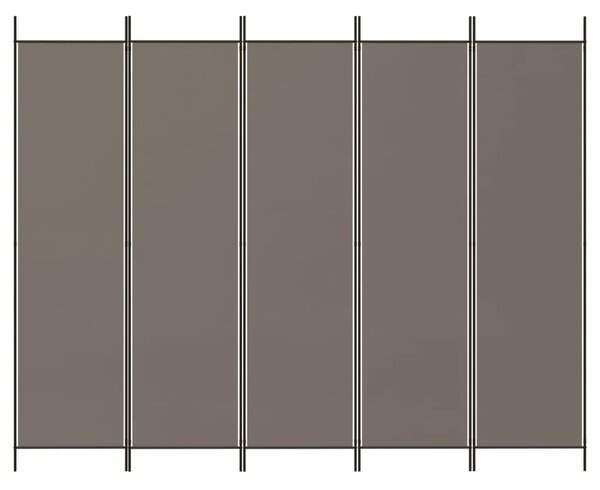 Paravan - Sobna pregrada s 5 panela Antracit 250 x 200 cm od tkanine - Antracit 250 x 200 cm 1 1
