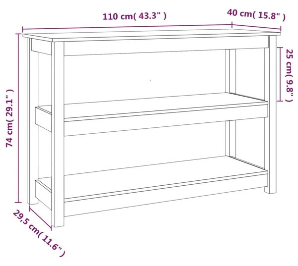 Konzolni stol 110 x 40 x 74 cm od masivne borovine - Prirodna 1 110 cm Prirodna