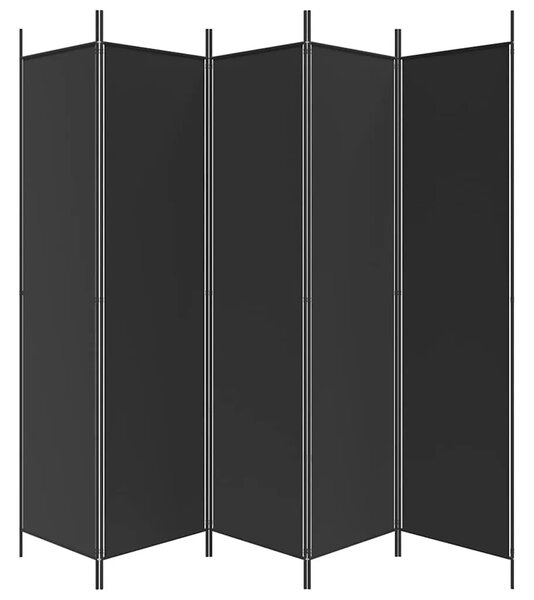 Paravan - Sobna pregrada s 5 panela crna 250x200 cm od tkanine - Crna 250 x 200 cm 1 1