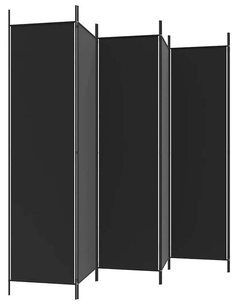 Paravan - Sobna pregrada s 6 panela crna 300x200 cm od tkanine - Crna 300 x 200 cm 1 1