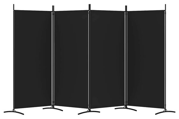 Paravan - Sobna pregrada s 4 panela crna 346x180 cm od tkanine - Crna 346 x 180 cm 1 1