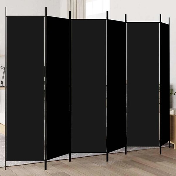 Paravan - Sobna pregrada s 6 panela crna 300x200 cm od tkanine - Crna 300 x 200 cm 1 1