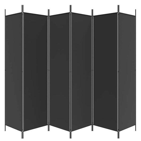 Paravan - Sobna pregrada s 6 panela crna 300x200 cm od tkanine - Crna 300 x 200 cm 1 1