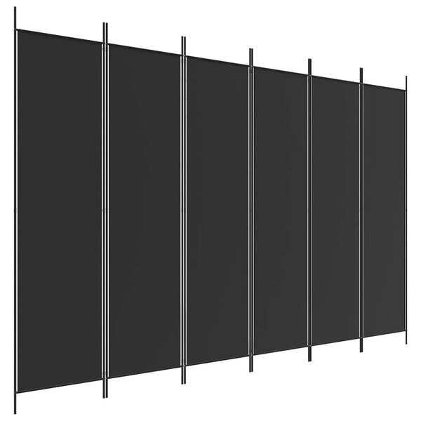 Paravan - Sobna pregrada s 6 panela crna 300x200 cm od tkanine - Crna 300 x 200 cm 1 1