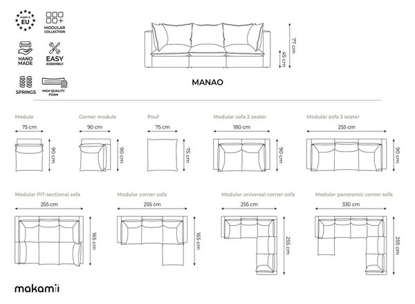 Kaki zelena kutna garnitura Manao – Makamii