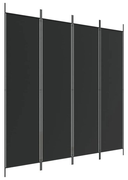 Paravan - Sobna pregrada s 4 panela crna 200 x 200 cm od tkanine - Crna 200 x 200 cm 1 1
