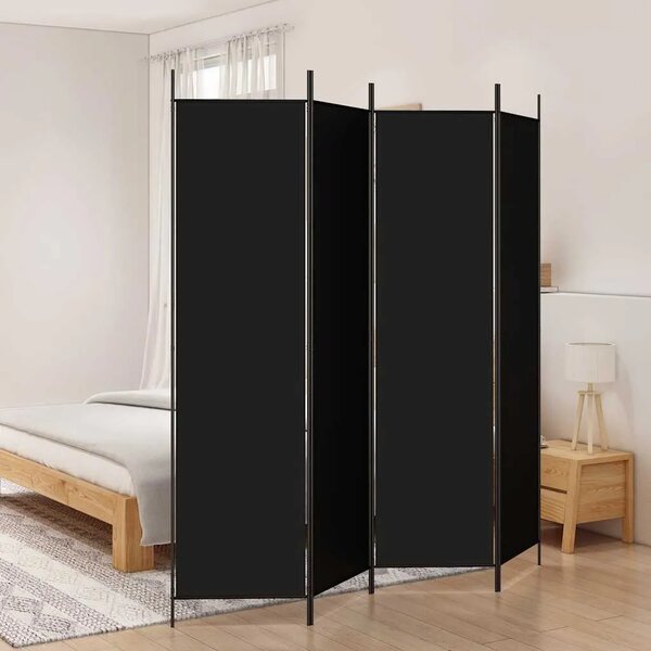 Paravan - Sobna pregrada s 4 panela crna 200 x 200 cm od tkanine - Crna 200 x 200 cm 1 1
