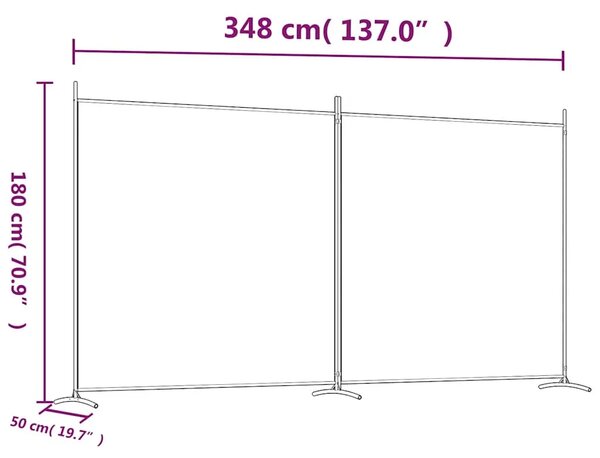 Paravan - Sobna pregrada s 2 panela bijela 348 x 180 cm od tkanine - Bijela 348 x 180 cm 1 1