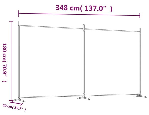Paravan - Sobna pregrada s 2 panela crna 348 x 180 cm od tkanine - Crna 348 x 180 cm 1 1