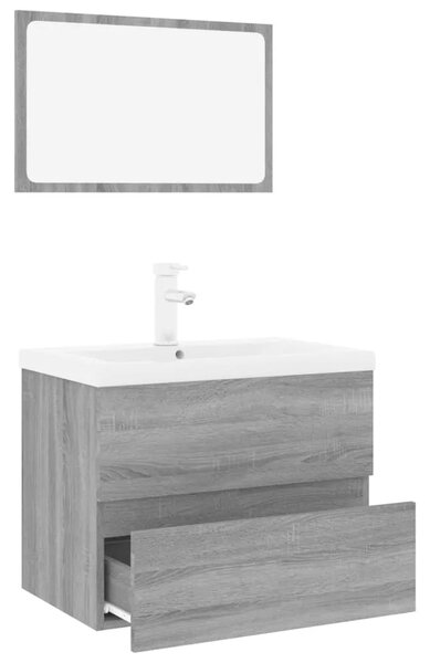 Set kupaonskog namještaja boja hrasta sonome konstruirano drvo - Sivi hrast sonoma 60 x 38.5 x 45 cm Sa slavinom 1