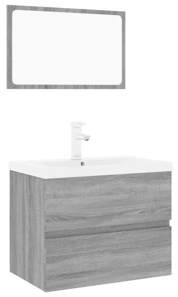 Set kupaonskog namještaja boja hrasta sonome konstruirano drvo - Sivi hrast sonoma 60 x 38.5 x 45 cm Sa slavinom 1