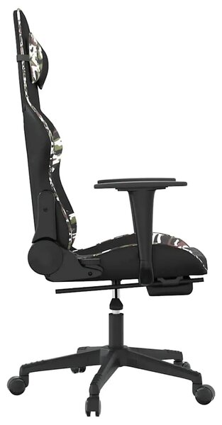 Masažna Gaming stolica s osloncem crno-maskirna od umjetne kože - Crna i maskirna 1 Sa naslonom za noge Crna i maskirna