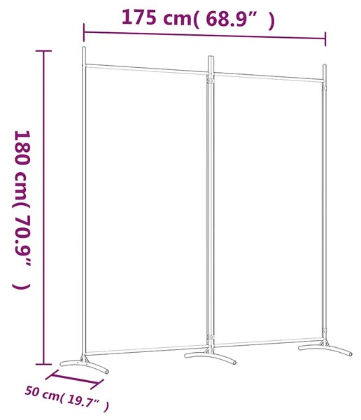 Paravan - Sobna pregrada s 2 panela bijela 175 x 180 cm od tkanine - Bijela 175 x 180 cm 1 1