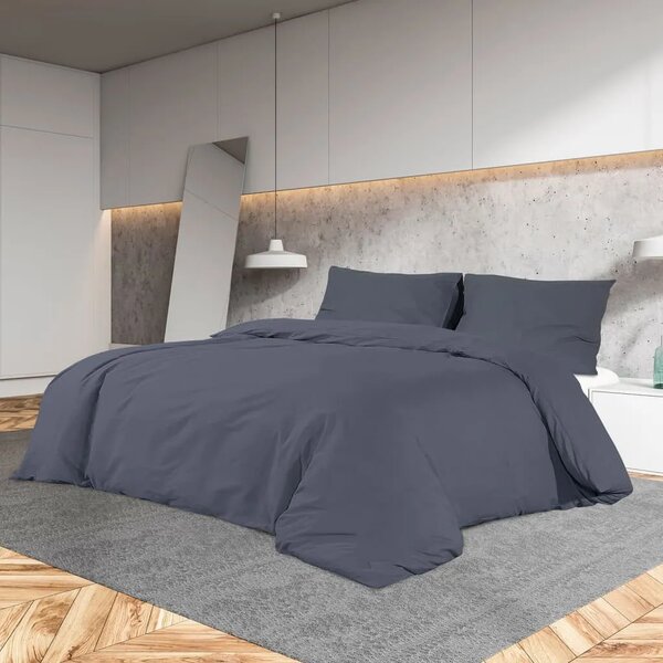 Set posteljine za poplun antracit 220 x 240 cm pamučni - Antracit 220 x 240 cm + 65 x 65 cm 1 1