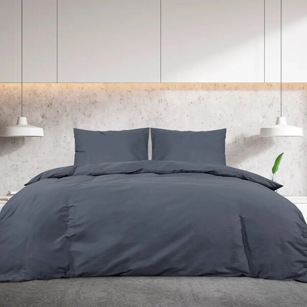Set posteljine za poplun antracit 220 x 240 cm pamučni - Antracit 220 x 240 cm + 65 x 65 cm 1 1