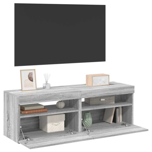 TV ormarići 2 kom s LED svjetlima boja hrasta sonome 60x35x40cm - Sivi hrast sonoma 2 60 cm Sivi hrast sonoma