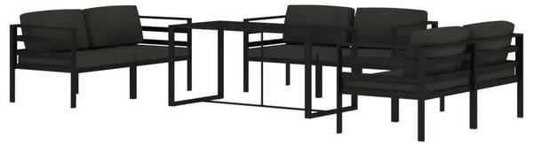 7-dijelna vrtna garnitura s jastucima aluminijska antracit - 6x kutna + stol 1 6x kutna + stol
