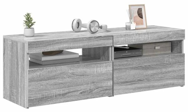 TV ormarići 2 kom s LED svjetlima boja hrasta sonome 60x35x40cm - Sivi hrast sonoma 2 60 cm Sivi hrast sonoma