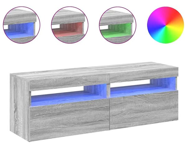 TV ormarići 2 kom s LED svjetlima boja hrasta sonome 60x35x40cm - Sivi hrast sonoma 2 60 cm Sivi hrast sonoma