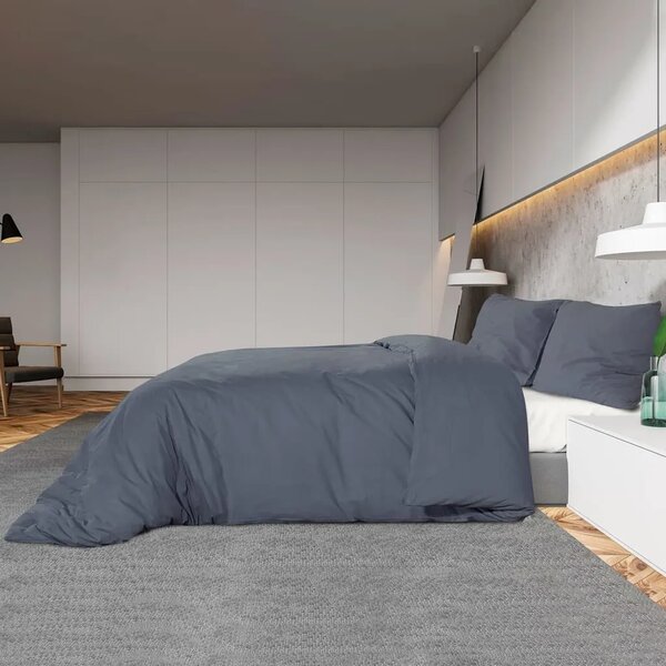 Set posteljine za poplun antracit 220 x 240 cm pamučni - Antracit 220 x 240 cm + 65 x 65 cm 1 1