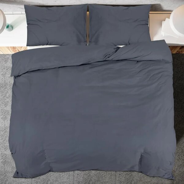 Set posteljine za poplun antracit 220 x 240 cm pamučni - Antracit 220 x 240 cm + 65 x 65 cm 1 1