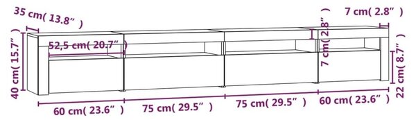 TV ormarić s LED svjetlima bijeli 270x35x40 cm - Bijela 1 270 cm Bijela