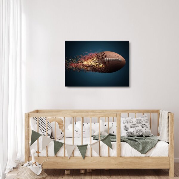 Staklena slika - Ragbi lopta u akciji (70x50 cm)