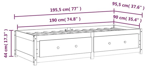 Dnevni krevet 90 x 190 cm mali masivna borovina - Prirodna 90 x 190 cm Prirodna 90 x 190 cm