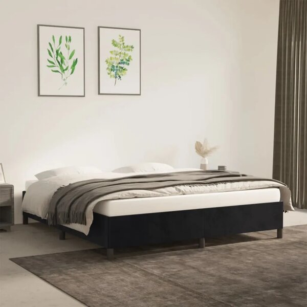 Okvir kreveta bez madraca crni 180x200 cm baršunasti - Crna 180 x 200 cm 35 cm Crna